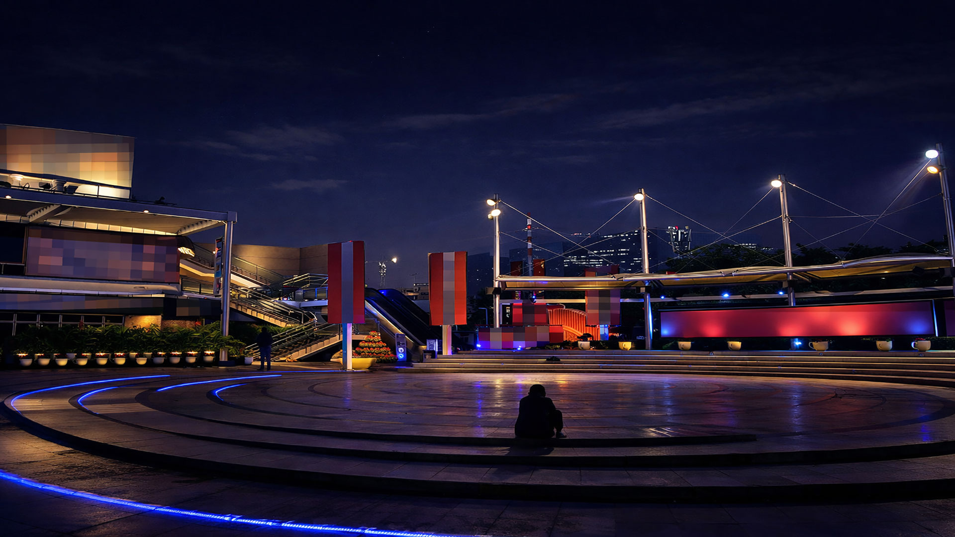 Night-time performance setups for stage lighting and evening event visuals