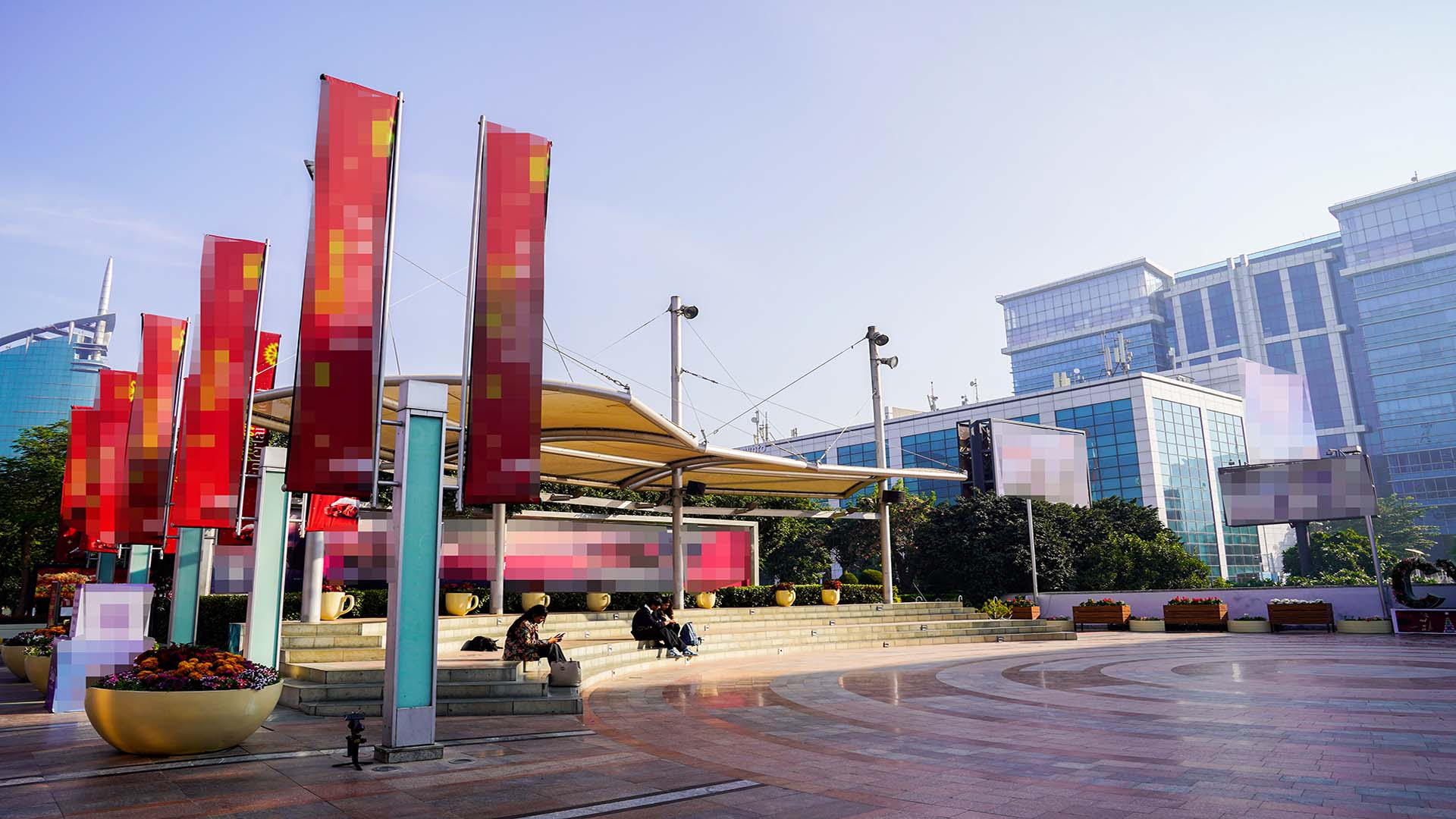 Seating areas for audience perspective and reaction shots